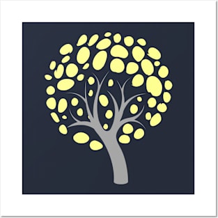 yellow grey bold tree Posters and Art